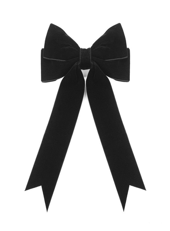Quacc Hair Clip, Large Velvet Bow Hairpin Fastener with Satin Ribbon, Hair Tie, Vintage Hair Accessories for Party Gift, Girls Women - Black (1 Count, Hair Clip, Women, Large, 1 Package) - Image 1